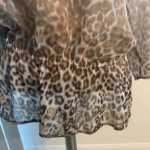 CHICO’S ANIMAL PRINT PEPLUM EMBROIDERED SEQUIN BLOUSE TOP GU SZ 1 VERSATILE - Picture 5 of 11
